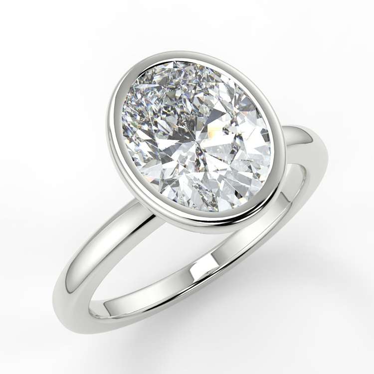 Oval Bezel Encrusted Floral Moissanite Engagement Ring