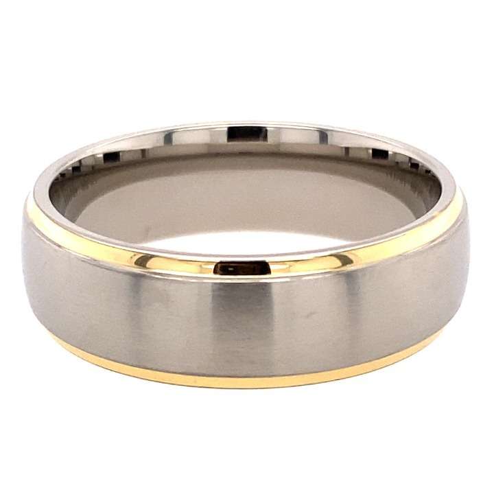 Brushed Bevel Edge Mens Titanium Ring - 7mm