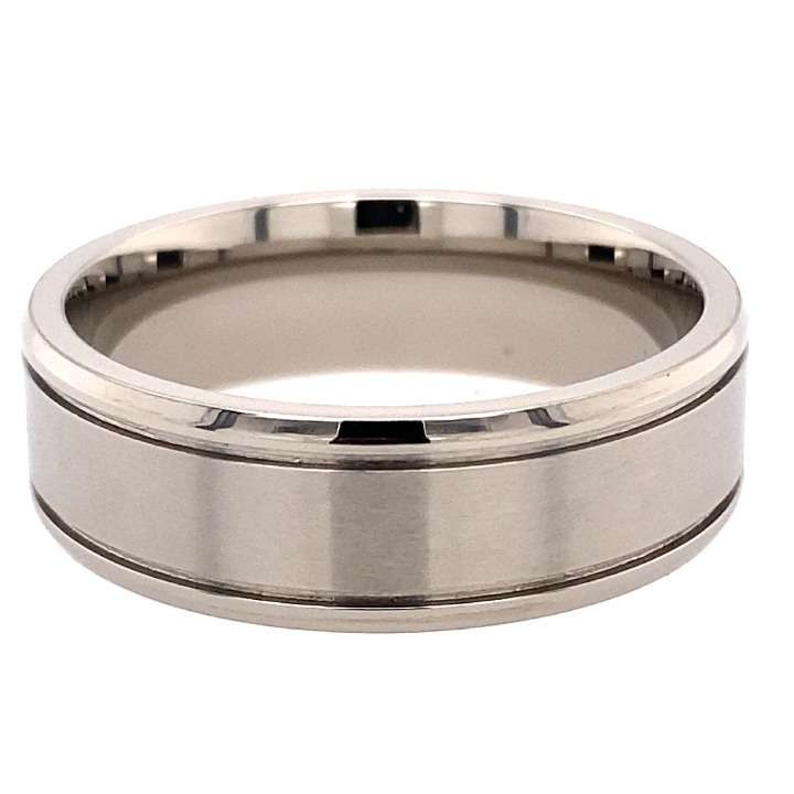 Brushed Centre Mens Titanium Ring