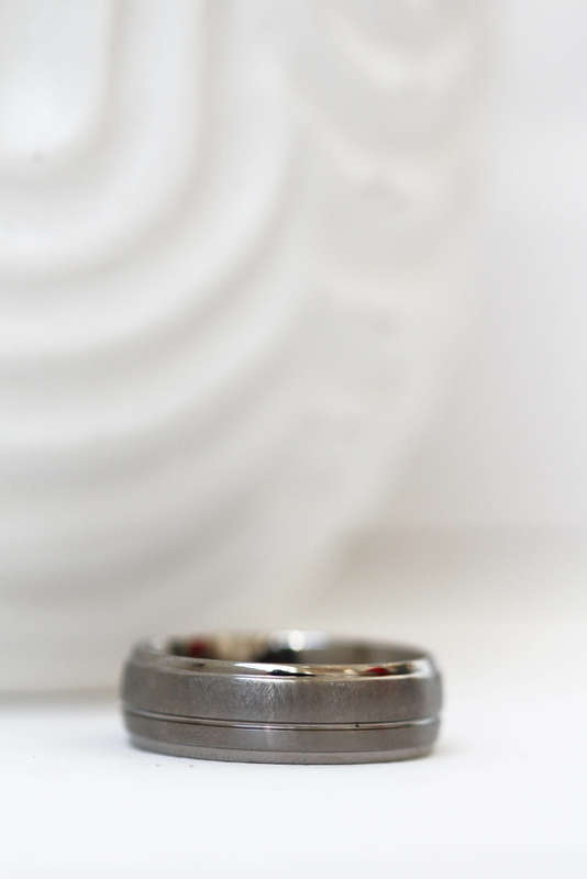Brushed Mix Mens Titanium Ring