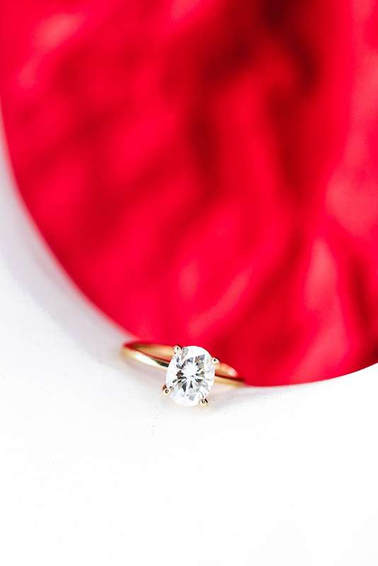 Oval Moissanite Hidden Halo Engagement Ring