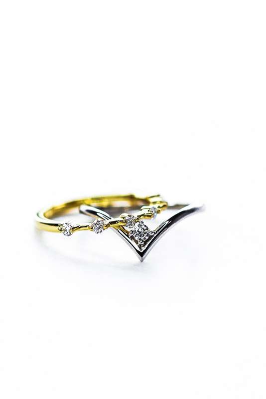 Gold Chevron Moissanite Ring