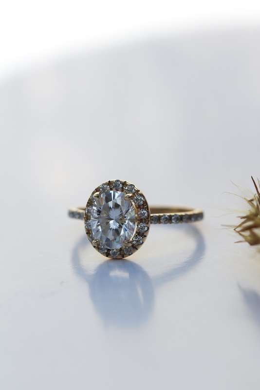 Classic Oval Moissanite Halo Engagement Ring