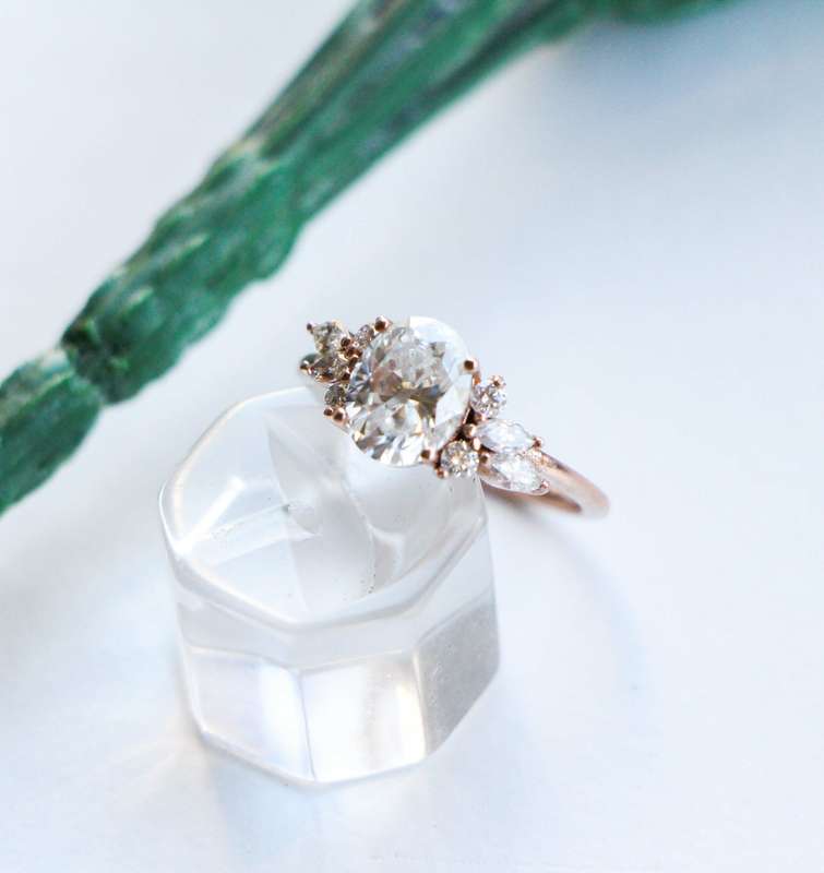 Oval Cluster Engagement Ring