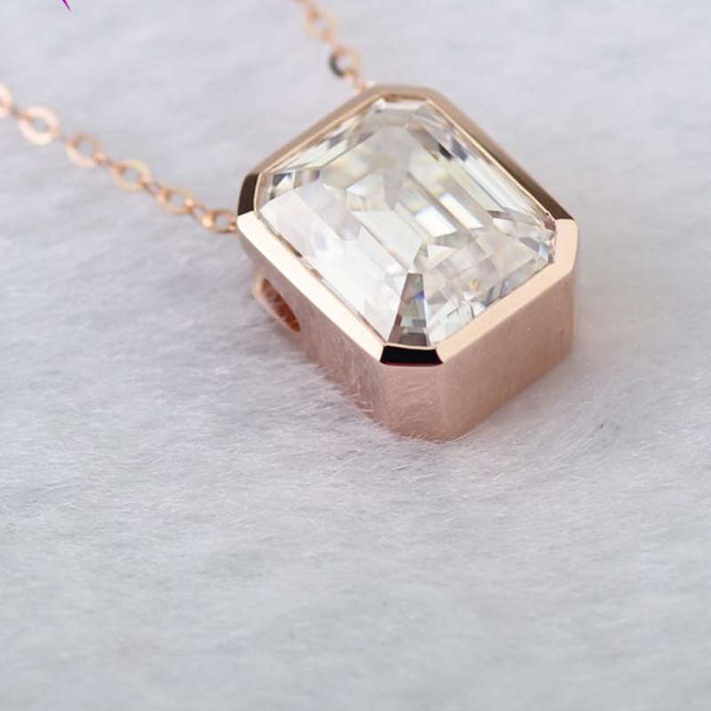 4ct Emerald Cut Moissanite Necklace