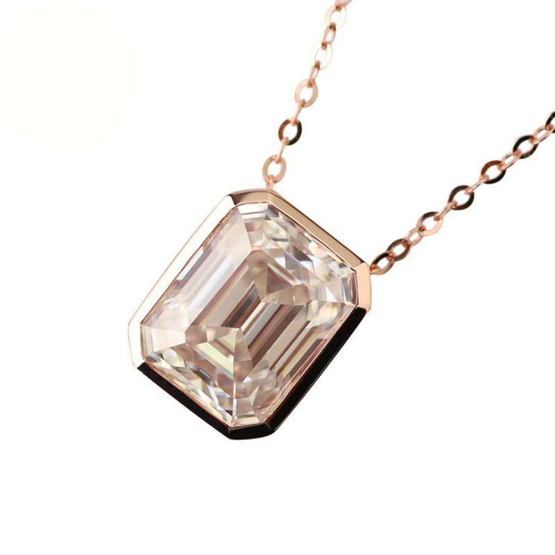 4ct Emerald Cut Moissanite Necklace