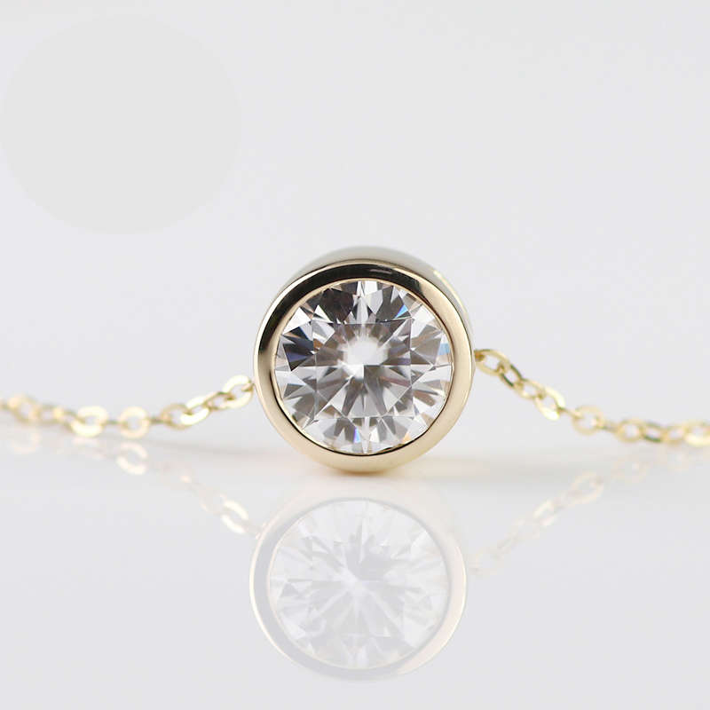 Round Moissanite Bezel Necklace
