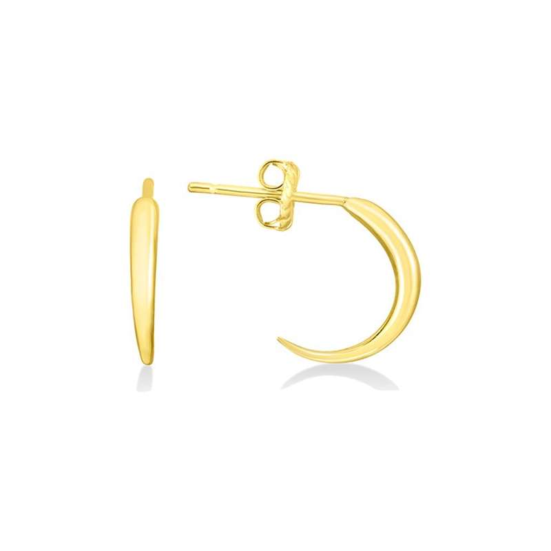 Curved Half Hoop Gold Earrings