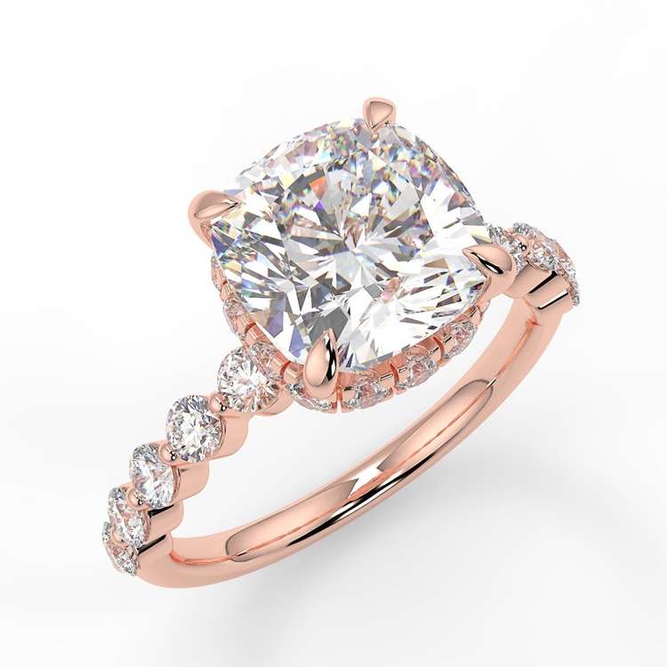 Cushion Hidden Halo Moissanite Engagement Ring