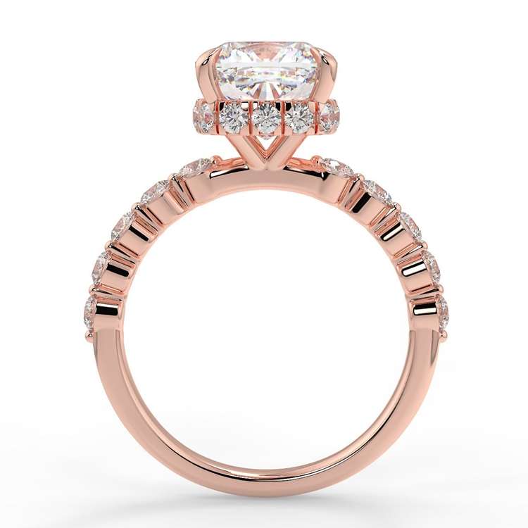 Cushion Hidden Halo Moissanite Engagement Ring