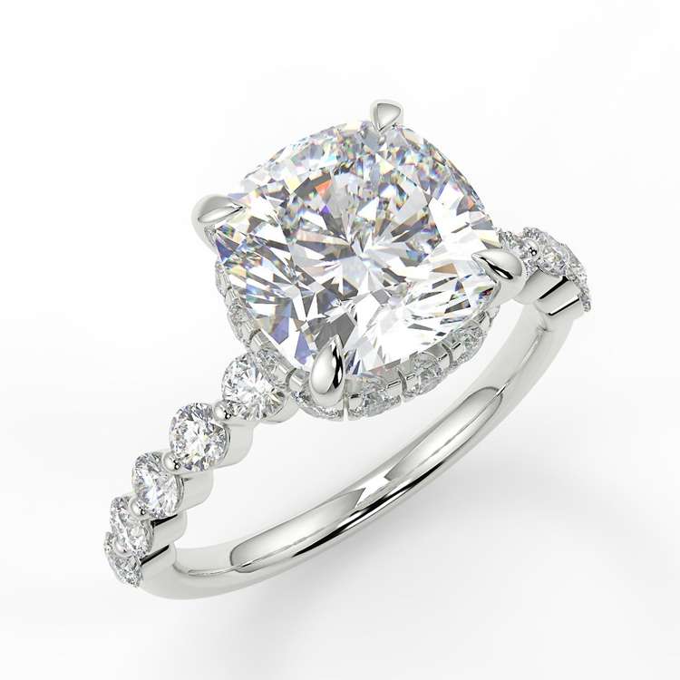Cushion Hidden Halo Moissanite Engagement Ring