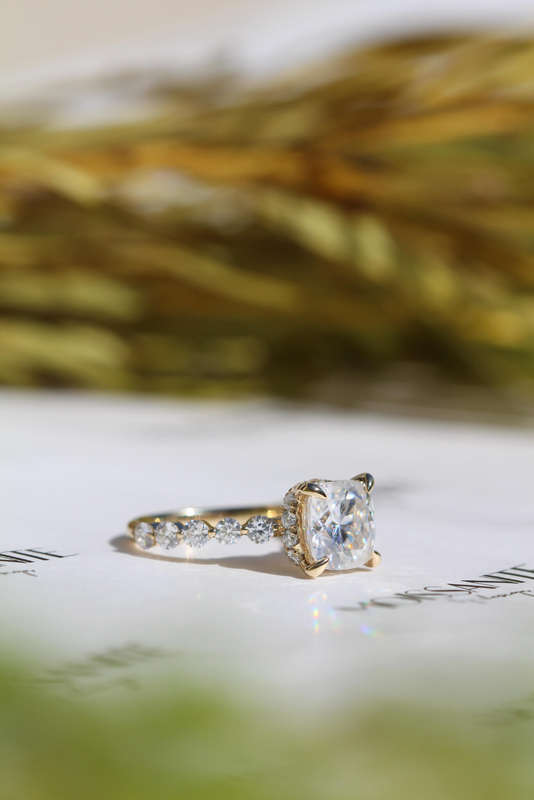 Cushion Hidden Halo Moissanite Engagement Ring