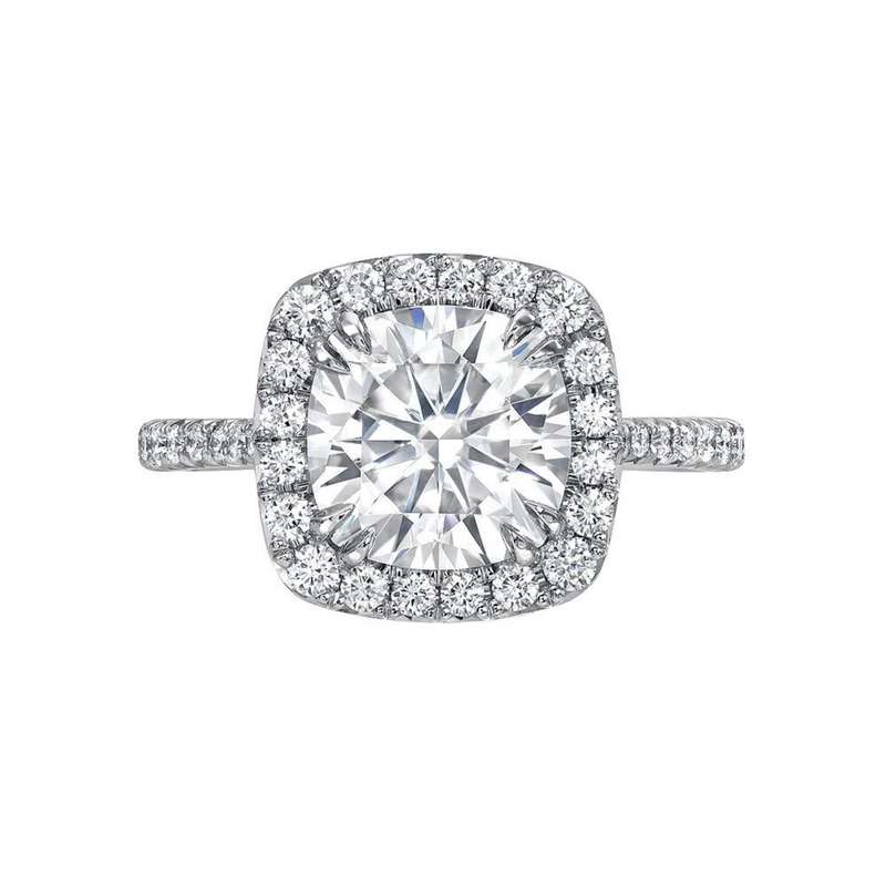 Cushion Moissanite Halo Engagement Ring