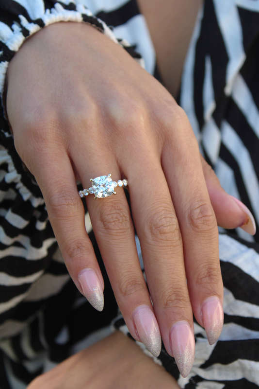 Cushion Hidden Halo Moissanite Engagement Ring