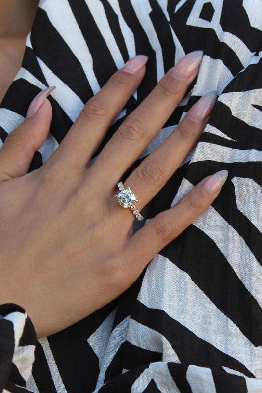 Cushion Hidden Halo Moissanite Engagement Ring