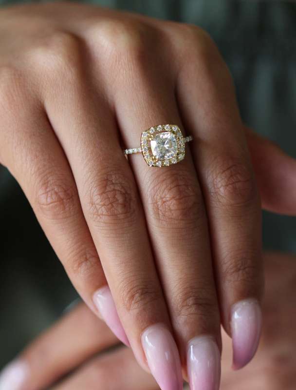 Cushion Halo Engagement Rings