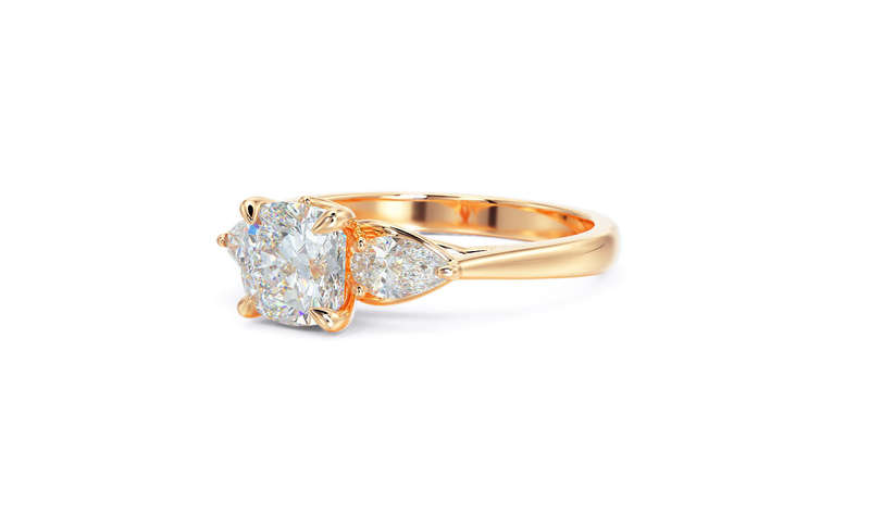 1ct Moissanite Cushion Trilogy Engagement Ring