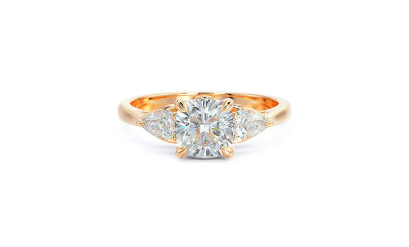 1ct Moissanite Cushion Trilogy Engagement Ring