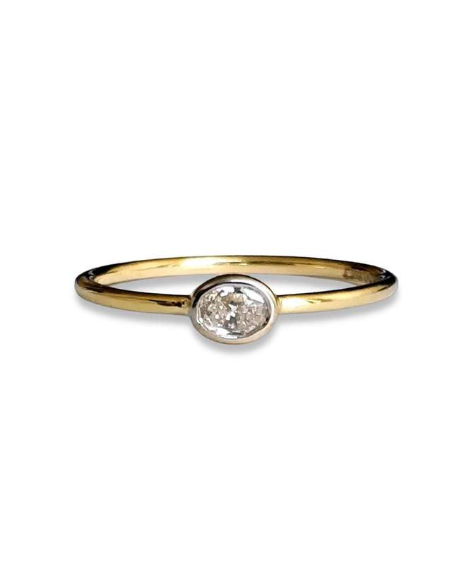 Dainty Oval Bezel Moissanite Ring