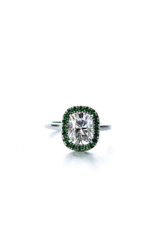 Elongated Cushion Cut Halo Ring