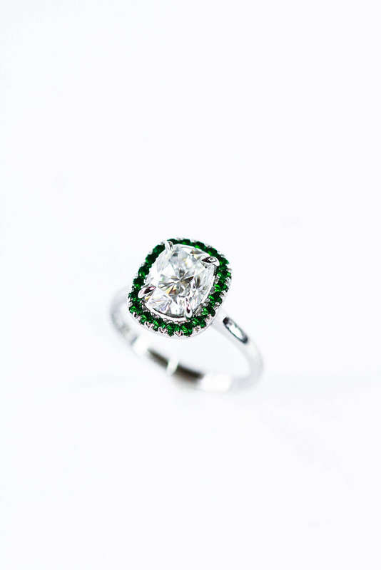 Elongated Cushion Cut Halo Ring