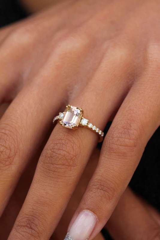 Emerald Morganite Trilogy Ring