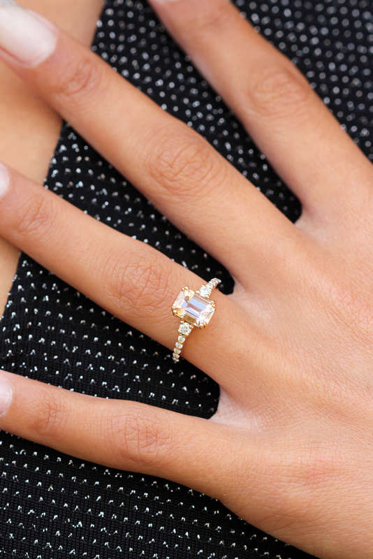 Emerald Morganite Trilogy Ring