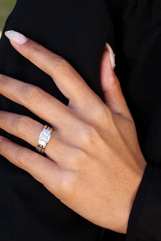 Emerald Cut Wedding Rings Set