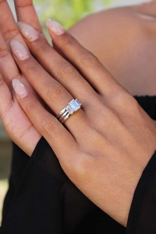 Emerald Cut Wedding Rings Set
