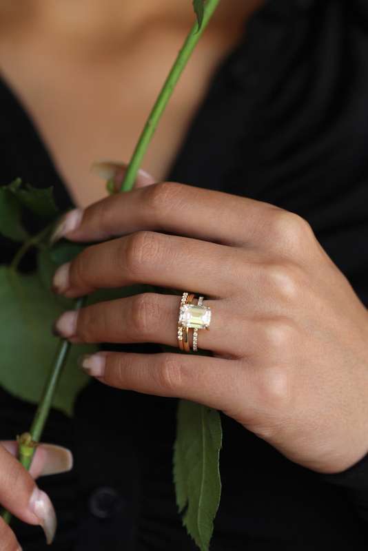3.5ct Emerald Cut Moissanite Wedding Ring Set