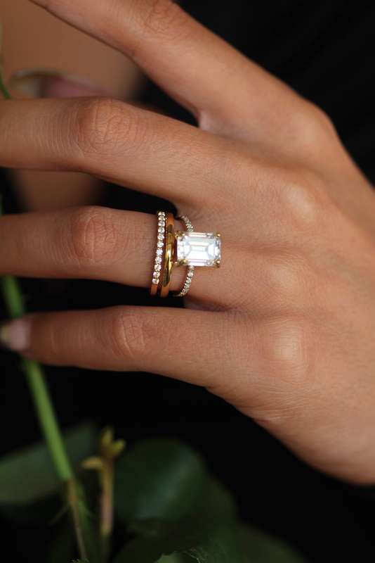 3.5ct Emerald Cut Moissanite Wedding Ring Set