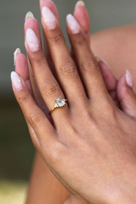 Emerald Moss Agate Engagement Ring