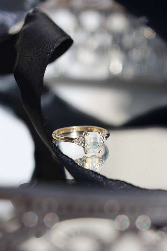 Emerald Moss Agate Engagement Ring