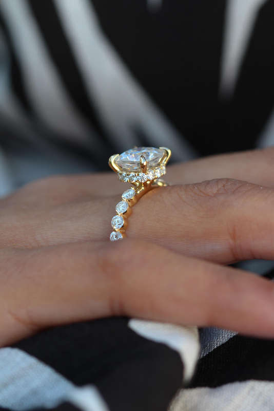 Cushion Hidden Halo Moissanite Engagement Ring