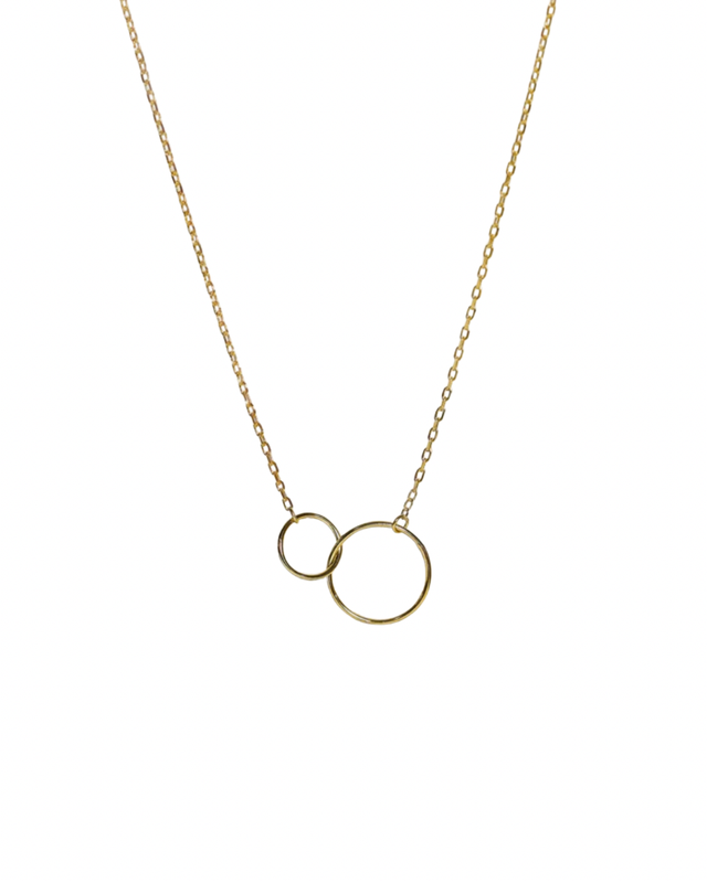 Gold Double Circle Mom And Daughter Necklace