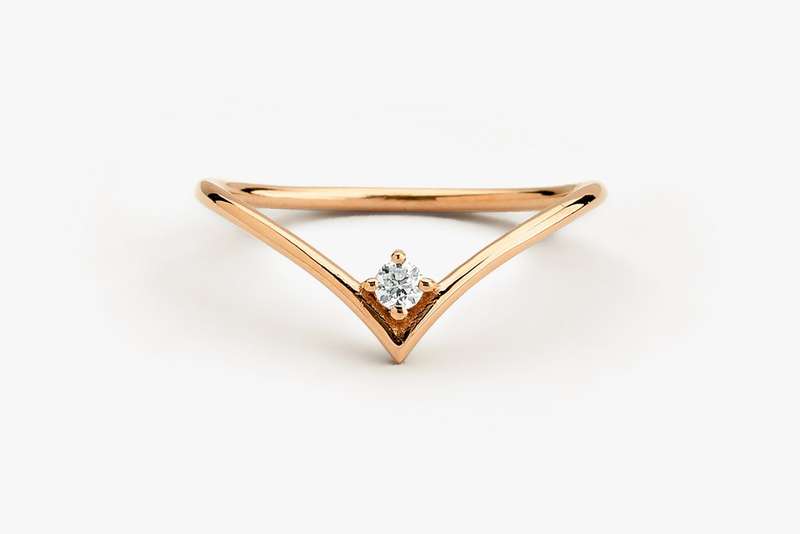 Gold Chevron Moissanite Ring