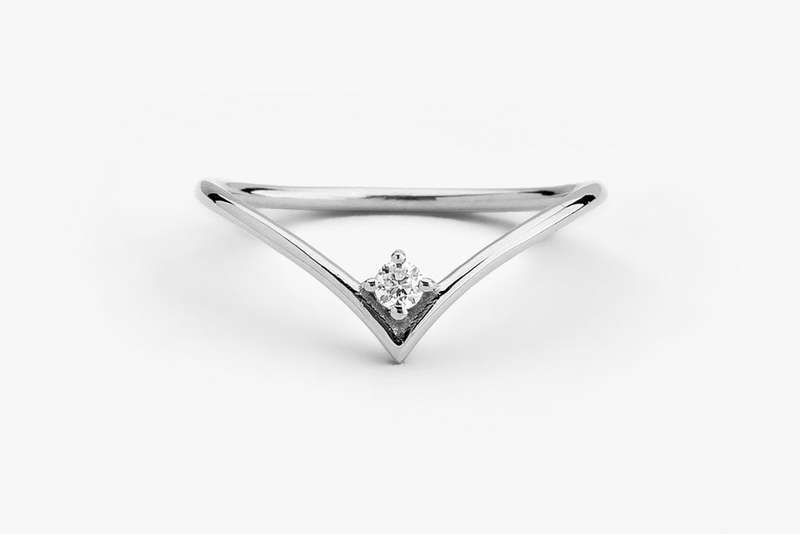 Gold Chevron Moissanite Ring