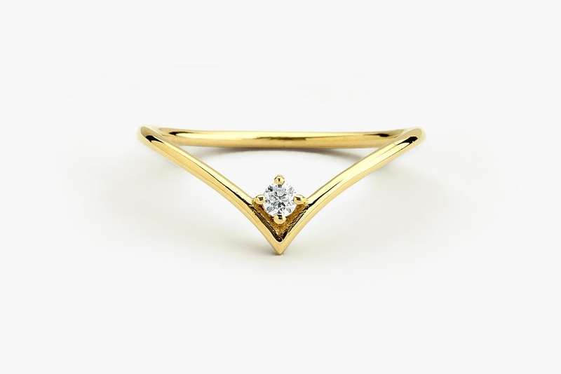 Gold Chevron Moissanite Ring