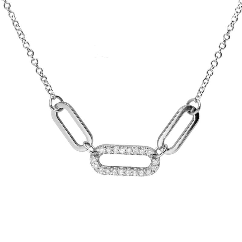 Gold Diamond Oval Link Necklace