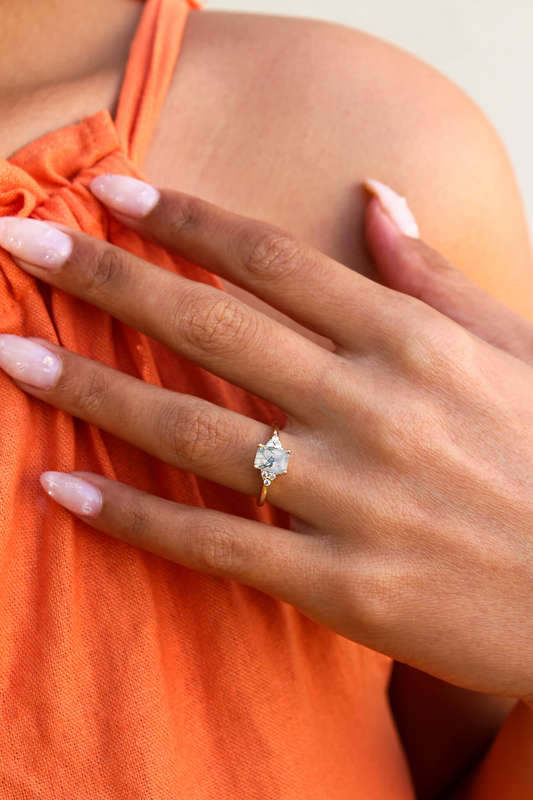 Emerald Moss Agate Engagement Ring