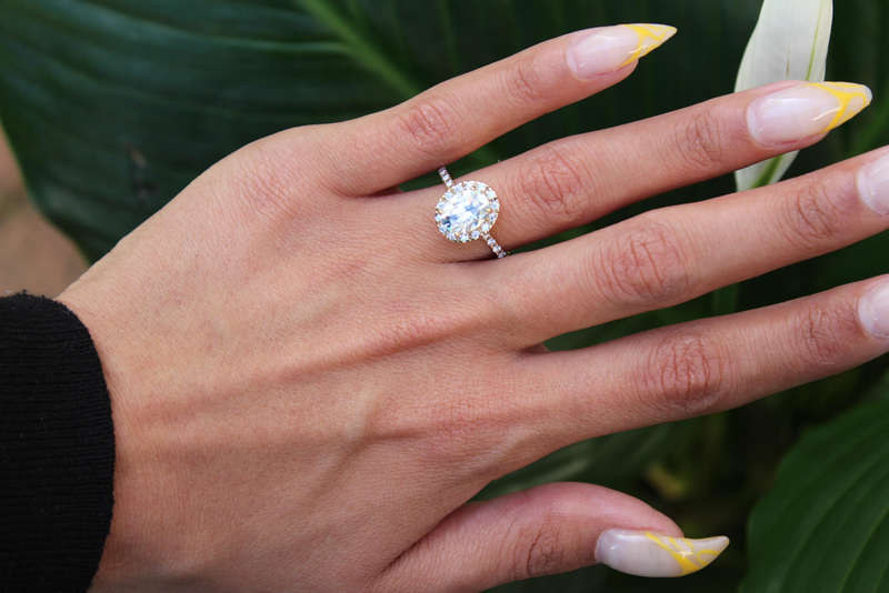 Gold Oval Halo Engagement Ring
