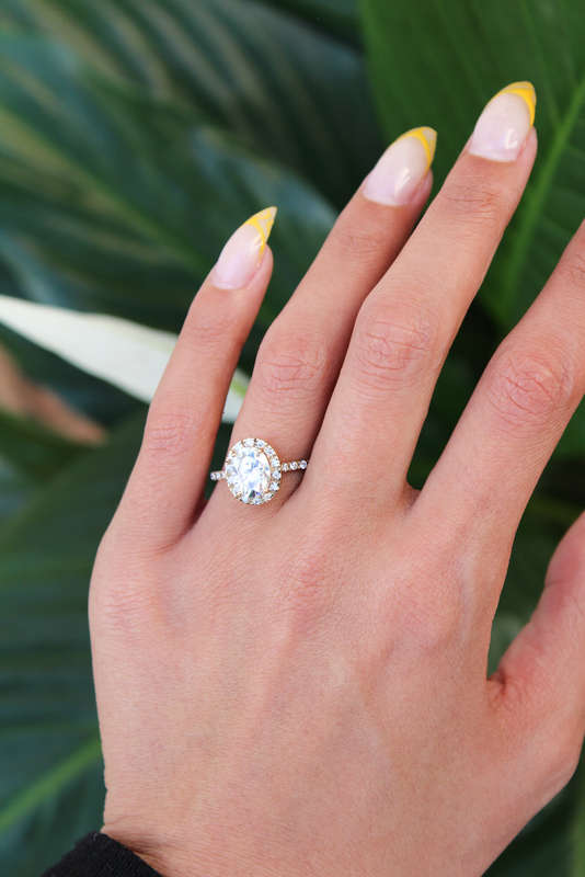 Gold Oval Halo Engagement Ring