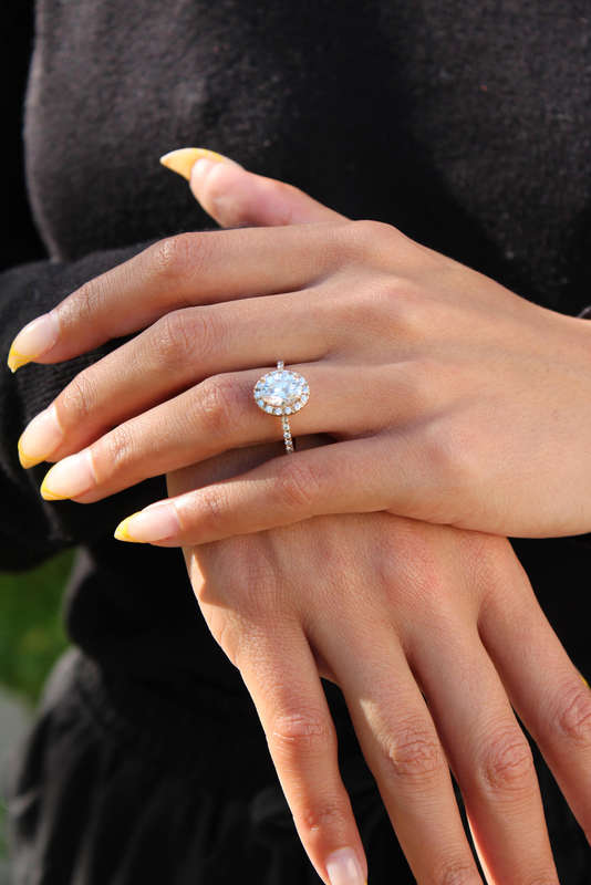 Gold Oval Halo Engagement Ring