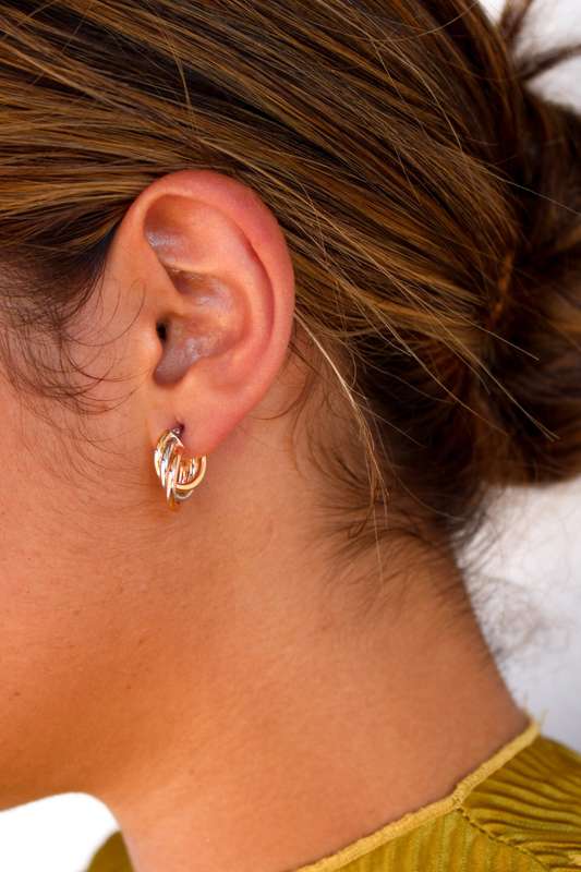 Gold Triple Huggies Earrings