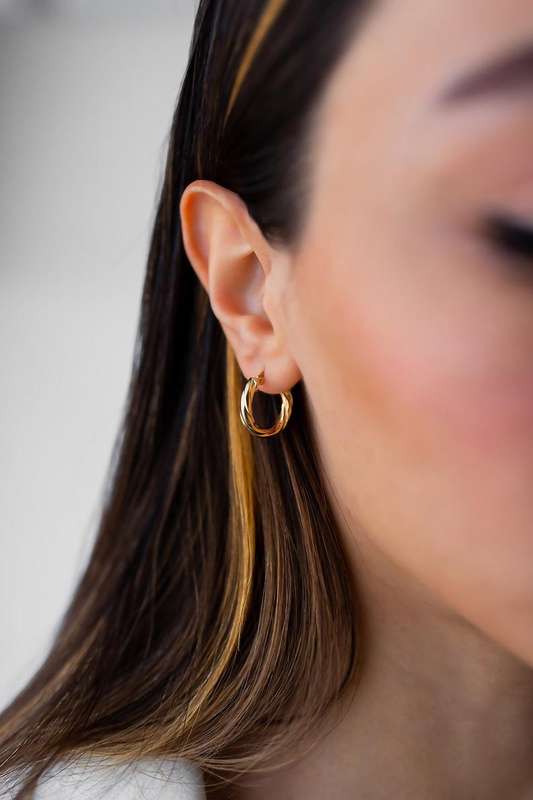 Gold Twist Hoop Earrings