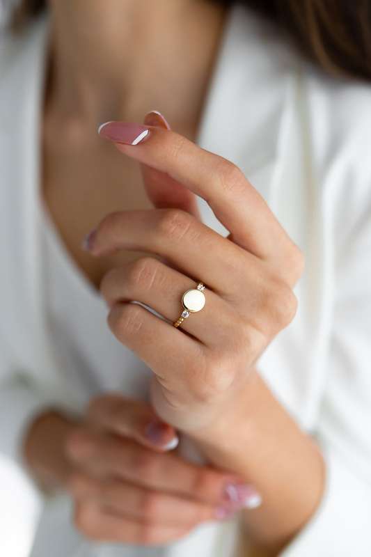 Gold Dress Ring With Moissanite Side Stones