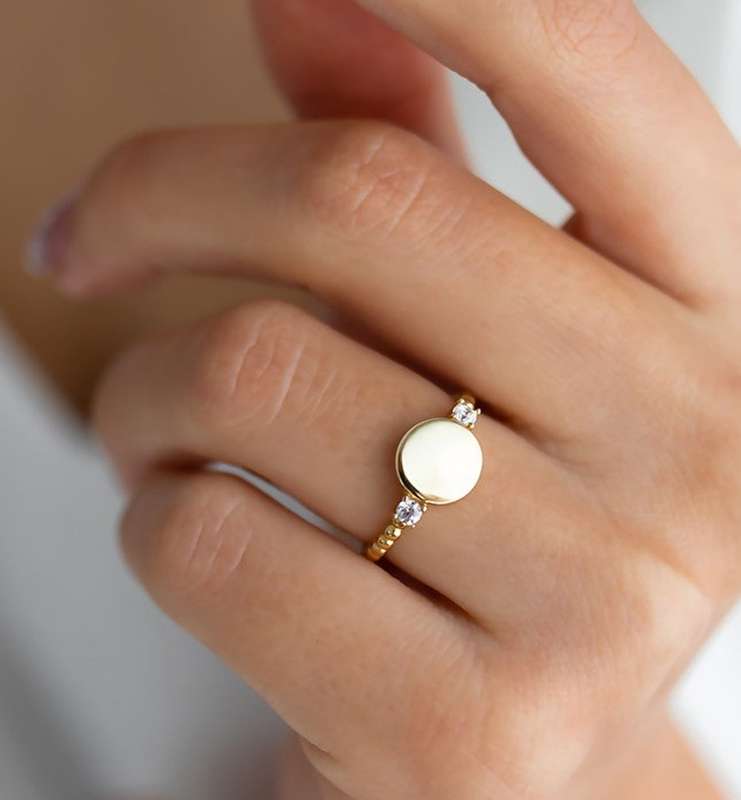 Gold Dress Ring With Moissanite Side Stones