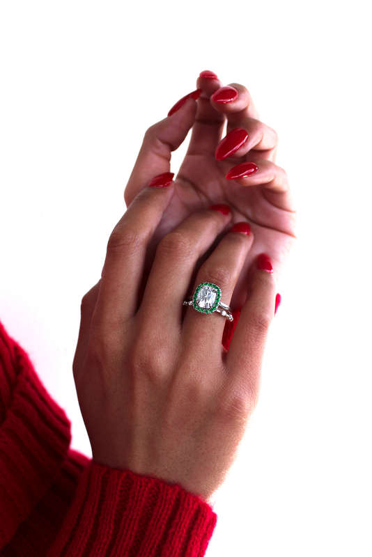 Elongated Cushion Cut Halo Ring