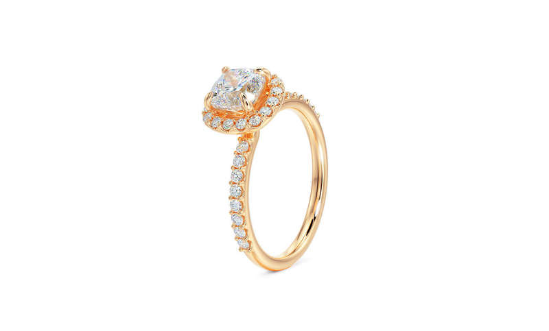 1ct Moissanite Halo Cushion Engagement Ring