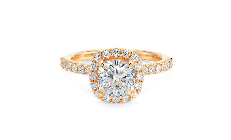1ct Moissanite Halo Cushion Engagement Ring